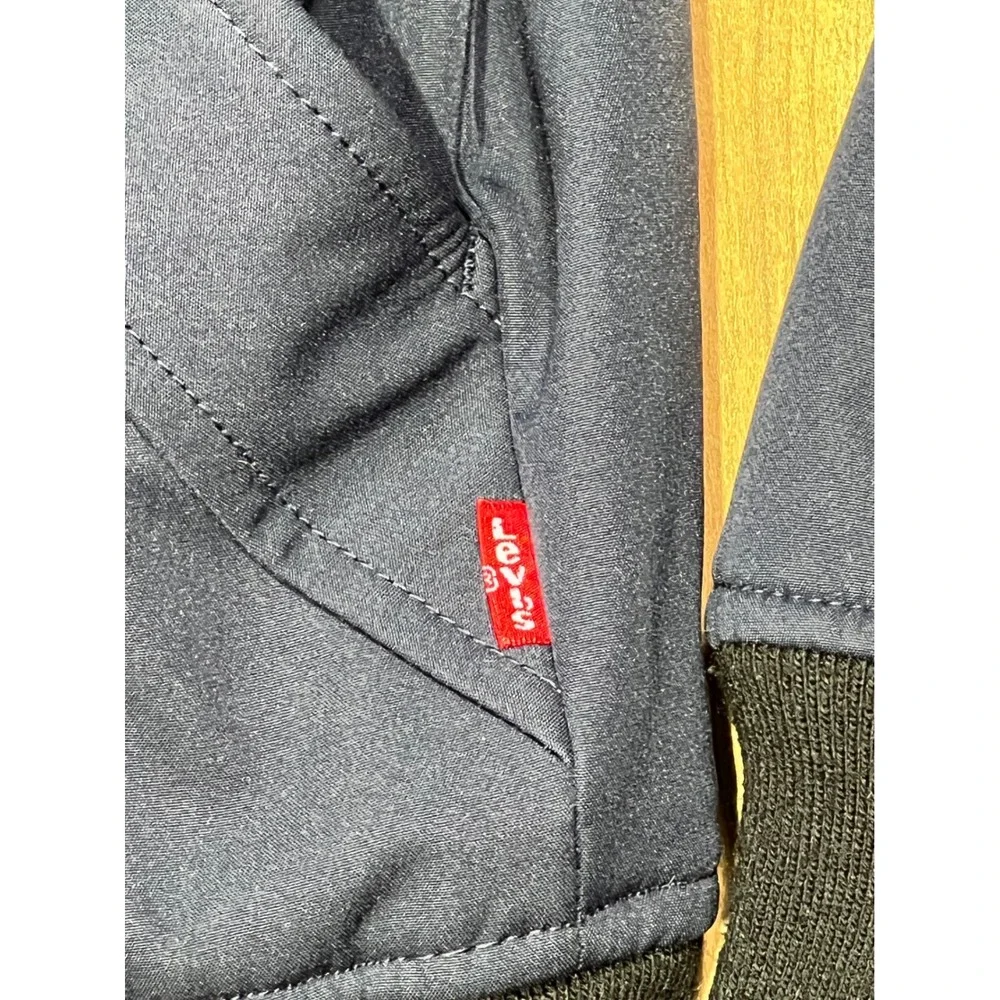 Levi Strauss Mens Navy Blue‎ Sherpa Lined Hooded Softshell Bomber Jacket L